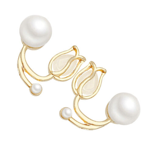 5 Pairs Simulation Pearl Flower Ear Studs For Girls 2