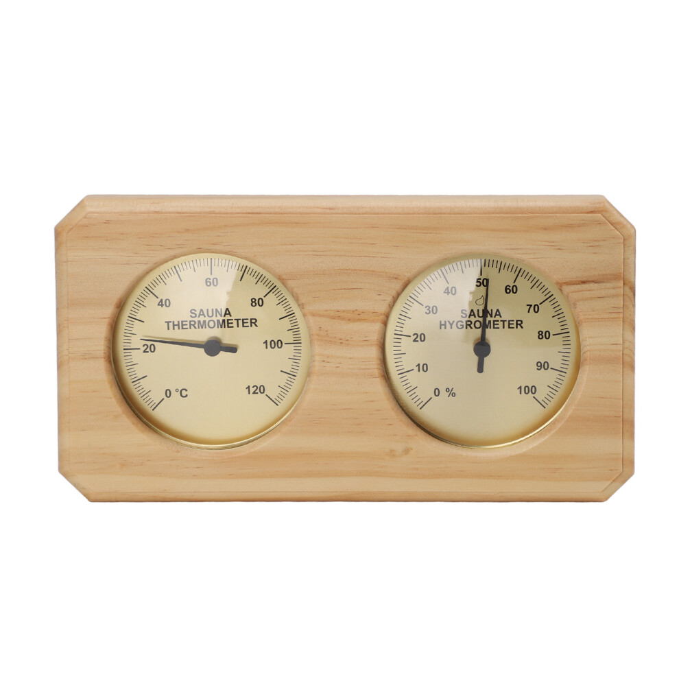 Golden Wooden Sauna Thermometer Hygrometer 2-In-1 Temperature Humidity Gauge