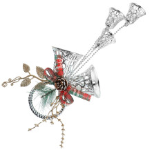 Silver Metal Xmas Hanging Bell Ornament for Party and Home