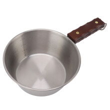 Tragbarer 2000 ml Edelstahl-Campingpfanne mit Holzgriff für Outdoor-Wandern
