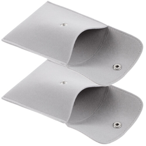 2St Snap Sieraden Pouch Grijs Geschenkverpakking En Bewaring