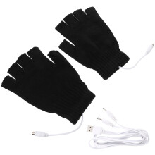 2 Pairs Usb Heated Mitten Unisex Winter Hands Warmer Fingerless Gloves
