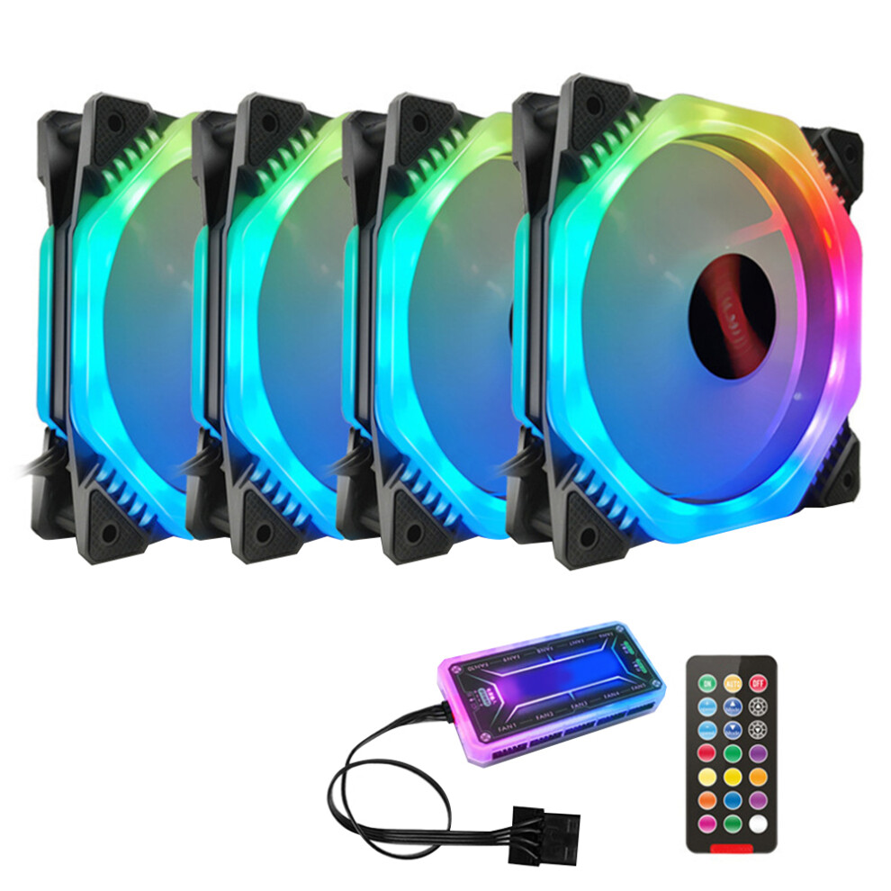 1 Set Of 5Pcs 12Cm Rgb Case Fan For Desktop Computer Cooling Black 011063802876
