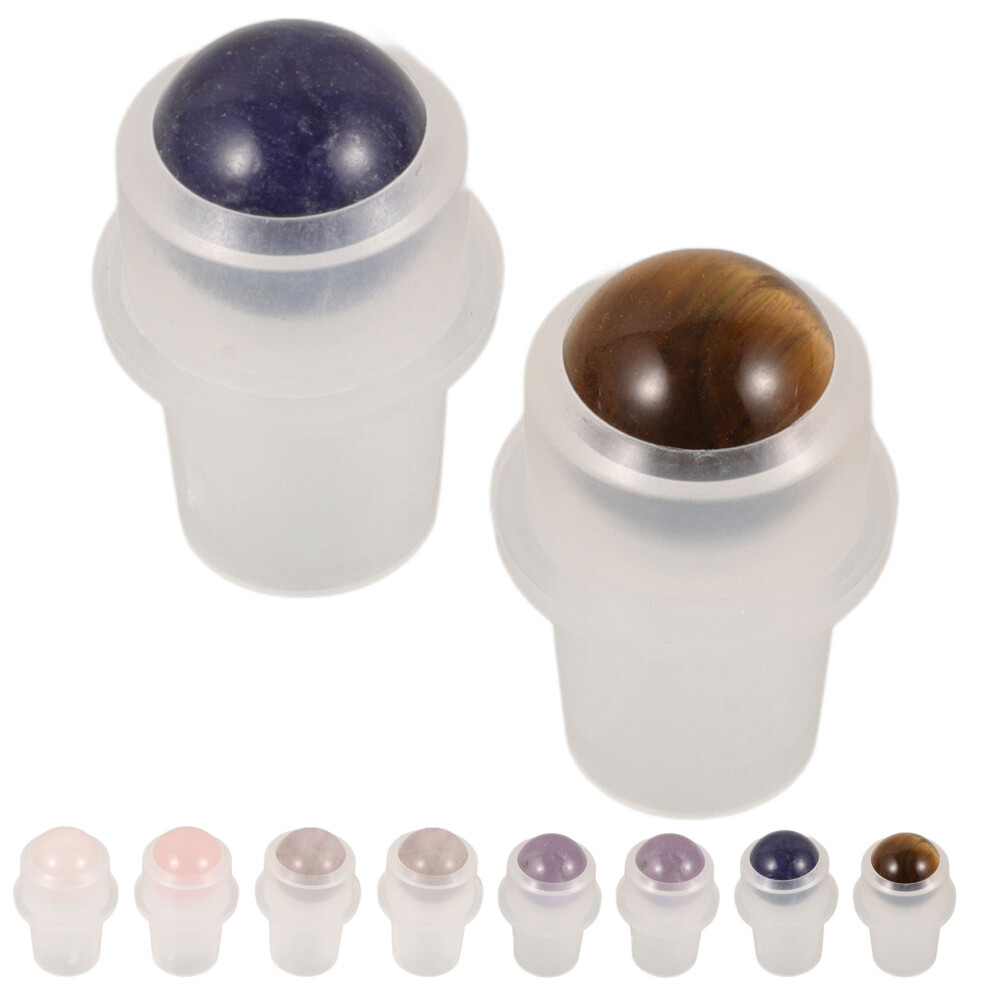 Aboofan 10Pcs Semi-Precious Stones Roller Ball Essential Oil Bottle