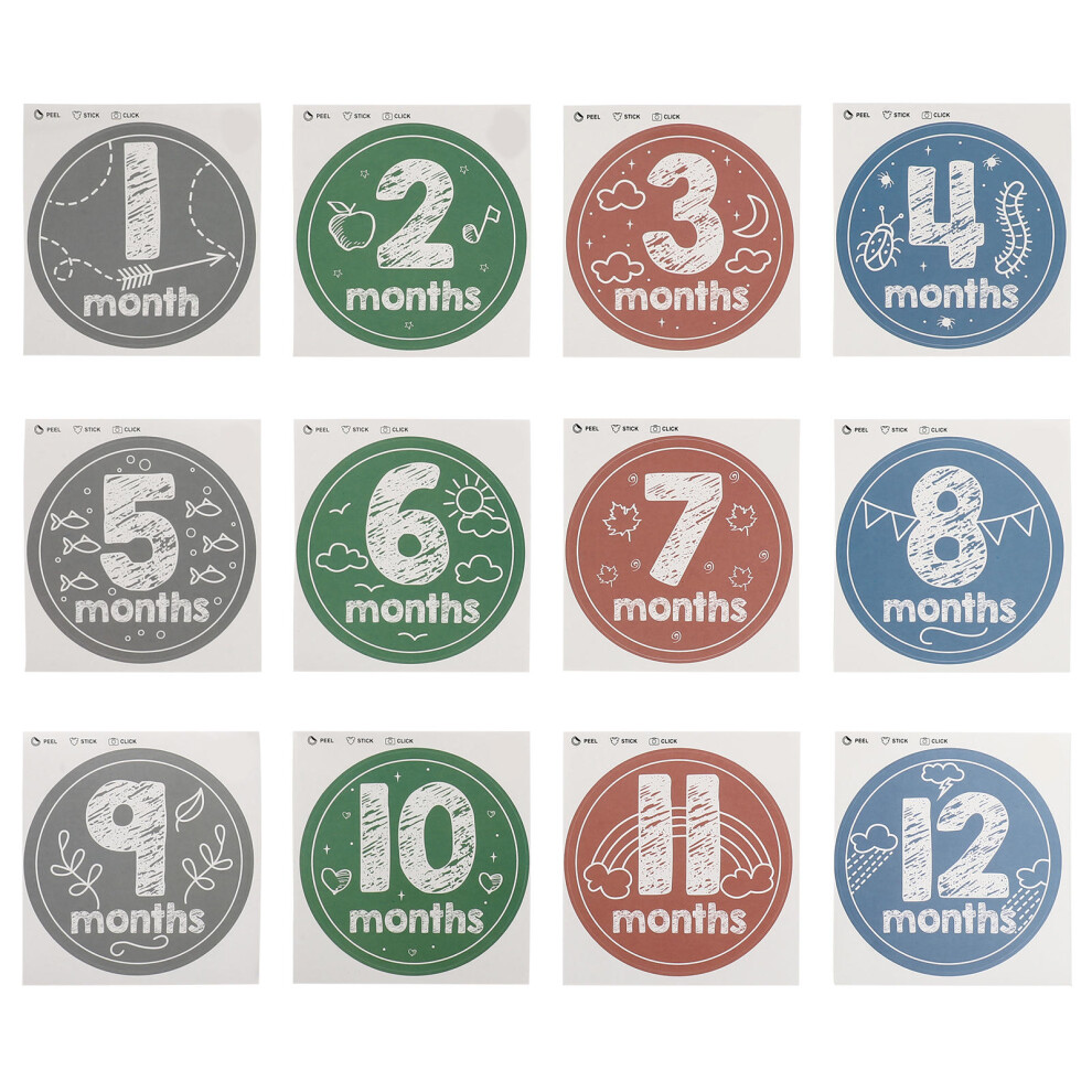 Villcase 36 Pieces Baby Month Decals Milestone Photo Stickers