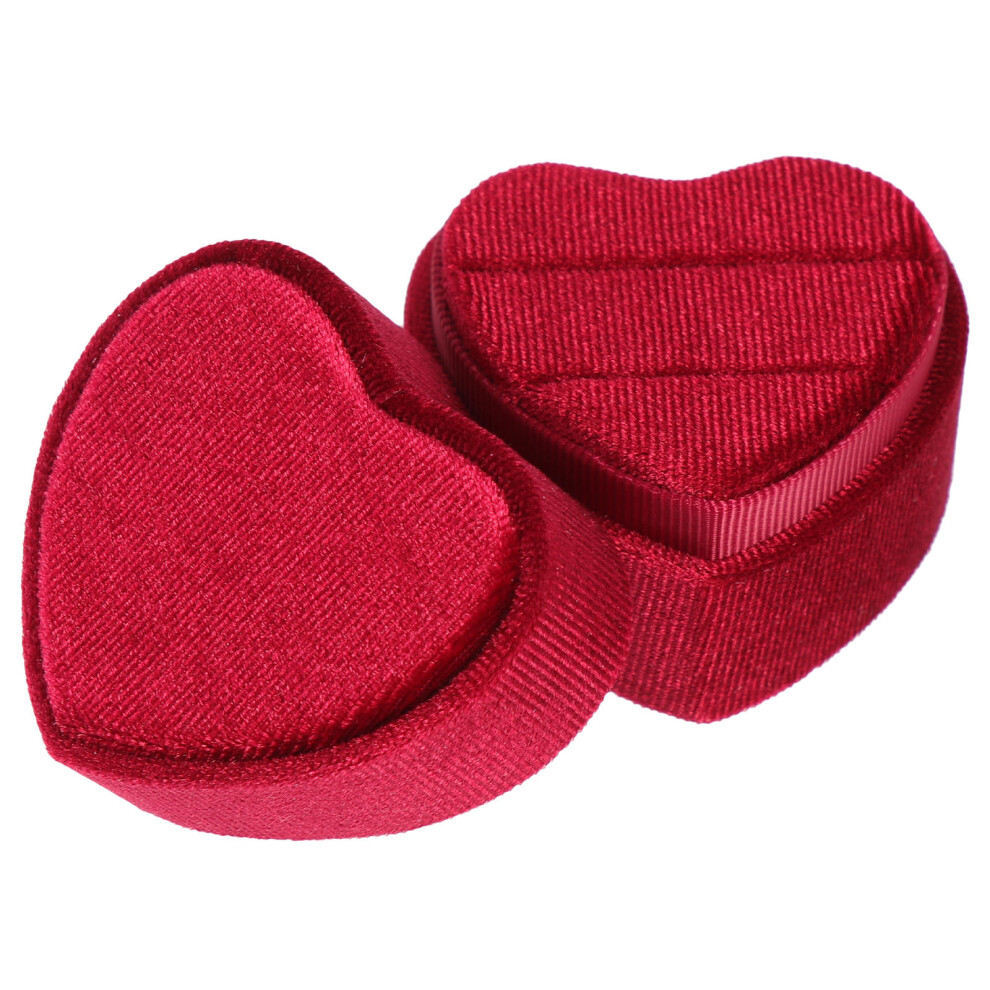 3Pcs Heart Shaped Jewelry Ring Box Portable For Wedding Double Ring