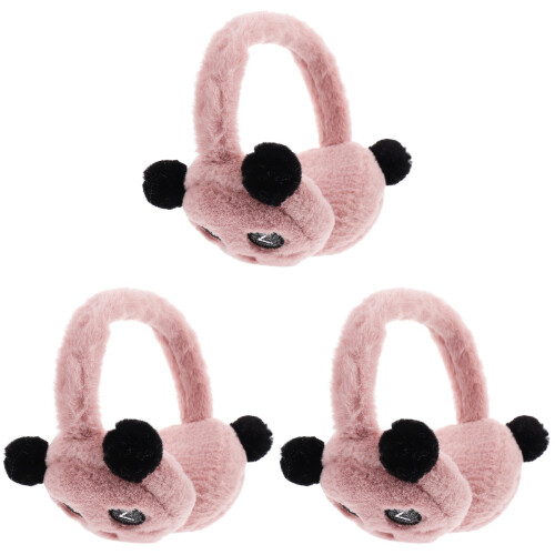 3 Pcs Kids Earmuffs Cartoon Panda Plush Winter Ear Protector 1