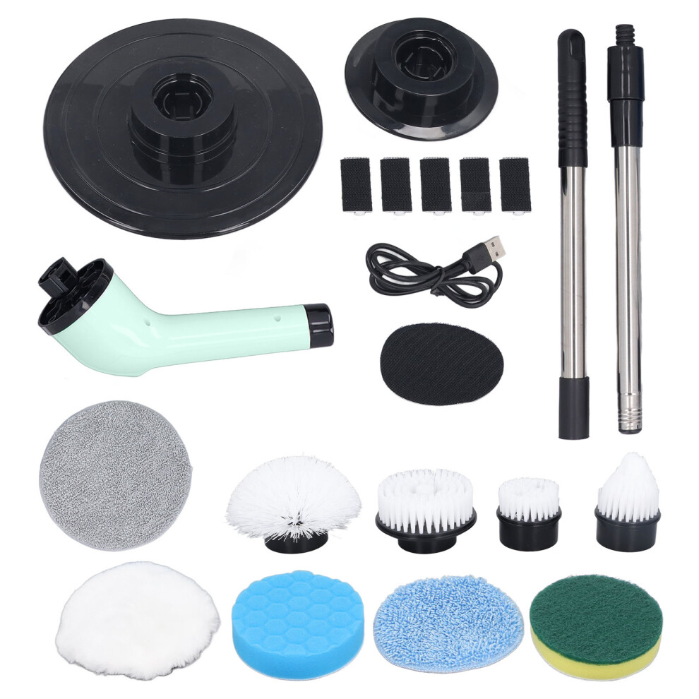 (6 Heads Green) Electric Handheld Brush Adjustable Handle 9 Heads Green Spin Scrubber-image-OPC-PKXV95G-NEW