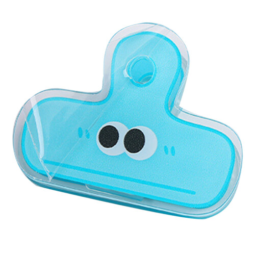 (Blue Expression) Plastic Cartoon Clip Multifunctional Document Clamp Blue