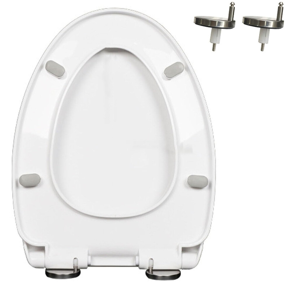 Soft Close Toilet Seat With Quiet-Close Lid, 360-Degree Adjustable Hinge, One-Click Quick Release, Pp, White, 47X36 Cm 9354506098896