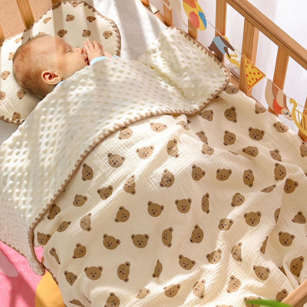 Dotted Backing Baby Blanket – Soft Crepe Cotton, Breathable Toddler Summer Blanket