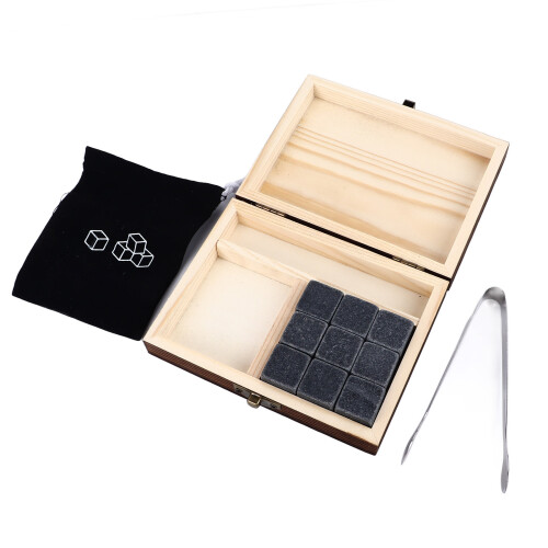 Whisky Stones Cube Granite Chilling Set with Pine Box 1