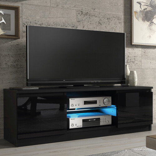 Creative Furniture Aura 120cm TV Unit LED - Black Gloss Doors