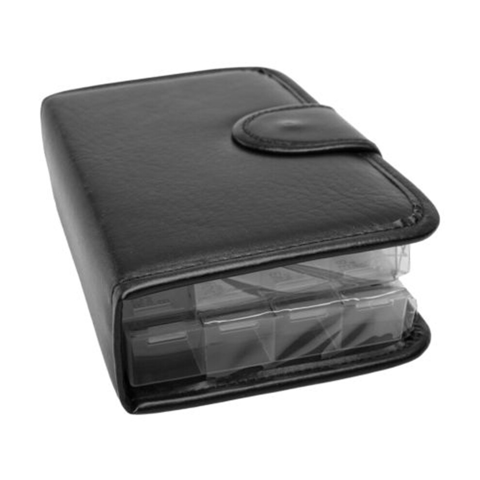 Inoomp 2Pcs Daily Pill Box Organizer 28 Compartments Portable Pu Tablet Case