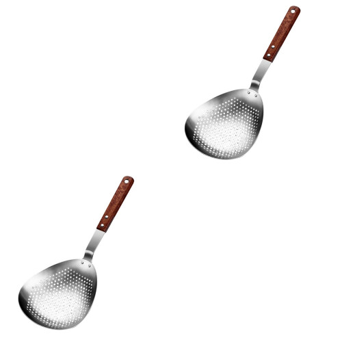 2Pcs Household Frying Strainer Multi Function Spoon Stainless Steel 2