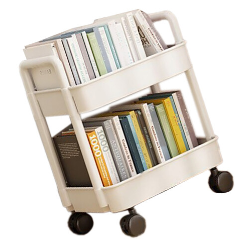 Plastic Rolling Cart 2 Layers White Hook Mobile Utility Cart 1