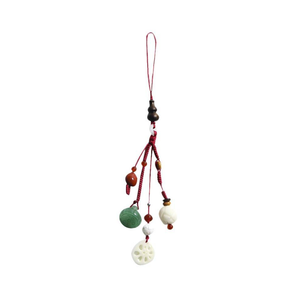 2Pcs Mobile Phone Hanging Pendant Retro Bodhi Lotus Chinese Style 033394987312