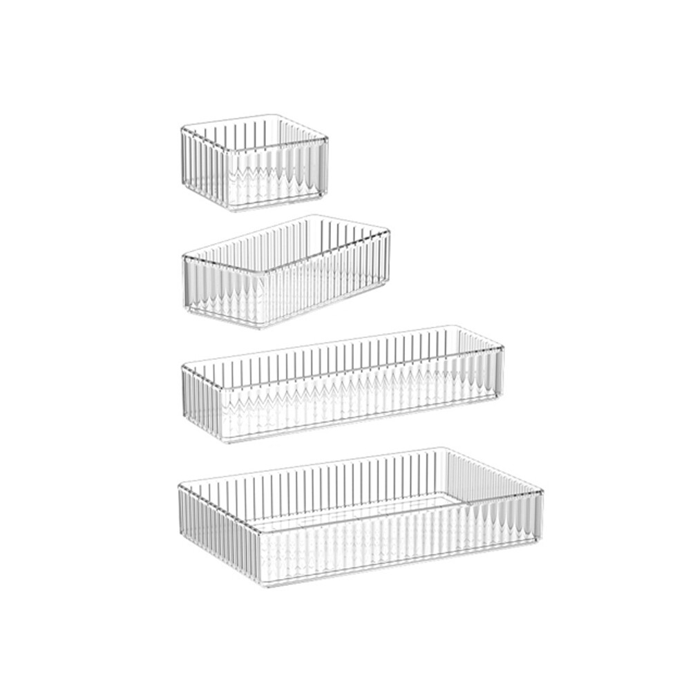 4pcs Clear Makeup Organizer Multi Compartments Large Capacity