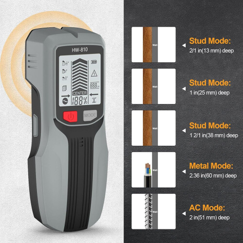 Stud Finder Multifunctional Handheld LCD Display Scanners For Renovation Framing Electrical And Drywall Grey 1