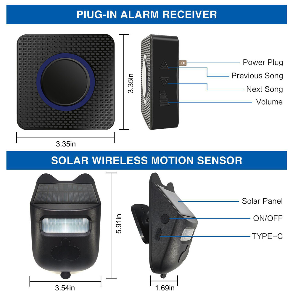 Solar Driveway Alarm 984Ft Wireless Ip60 Weather Resistant Infrared 609610748335