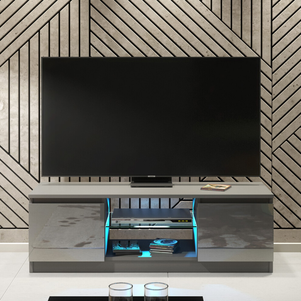 Creative Furniture Aura 120Cm Tv Unit Led - Dark Grey Gloss Doors