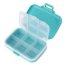 1Stk Blau Pillendose Organizer 6 Getrennte Fächer Hochwertig