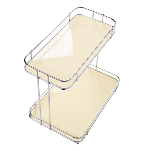 (Cream White) 2-Tier Desktop Storage Rack Iron Acrylic Thickened Cream White