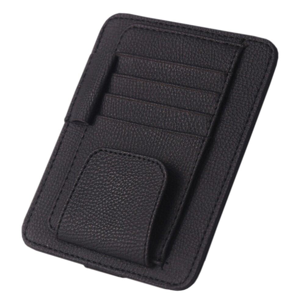 3Pcs Car Sun Visor Sunshade Pu Sunglasses Holder Organizer 033590360551