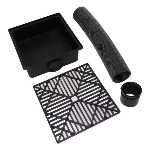 Black Low Profile Downspout Extension Catch Basin