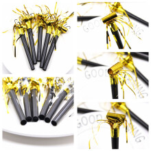 20 quasten-pfeifen -bläschen -accessoires partyzubehör gold