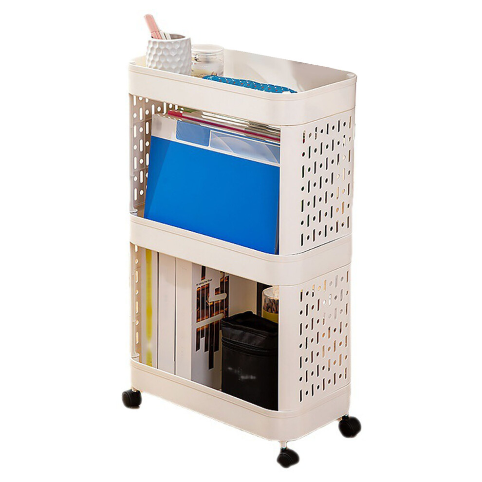 (3 Layer) Mobile Bookshelf with Wheels 3 Layer Rolling Storage Cart-image-OPC-PKXVZ88-NEW