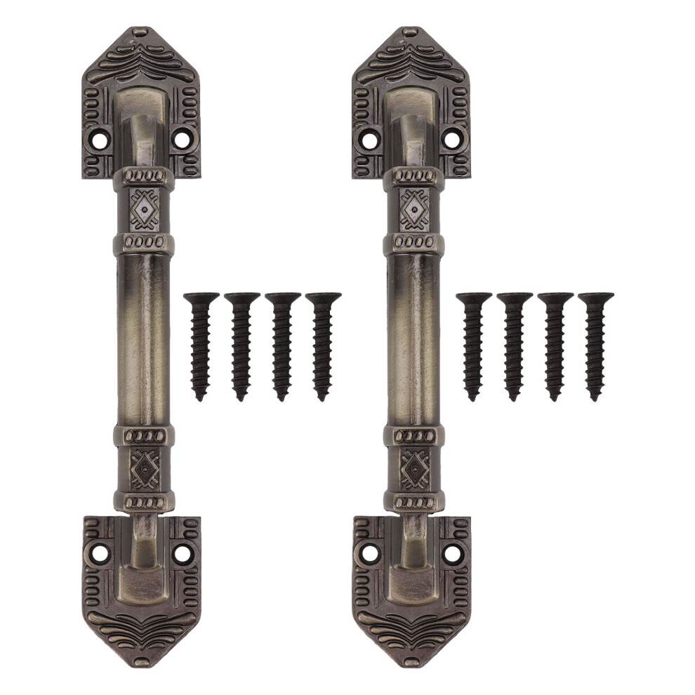 2Pcs Antique Barn Door Handles Bronze Vintage Drawer 609610753834