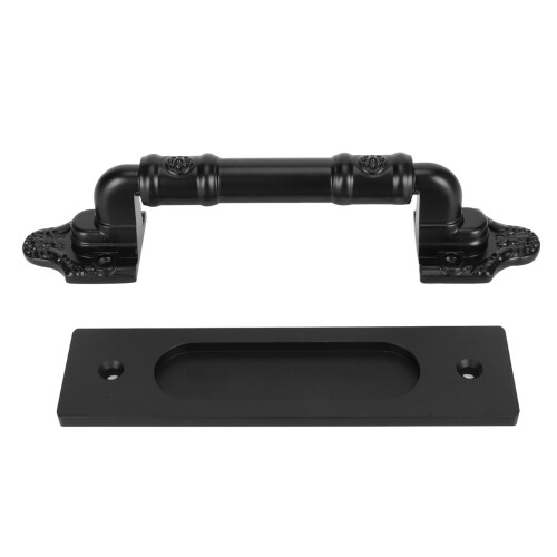 Double Sided Black Barn Door Handle for Gates Garages 1