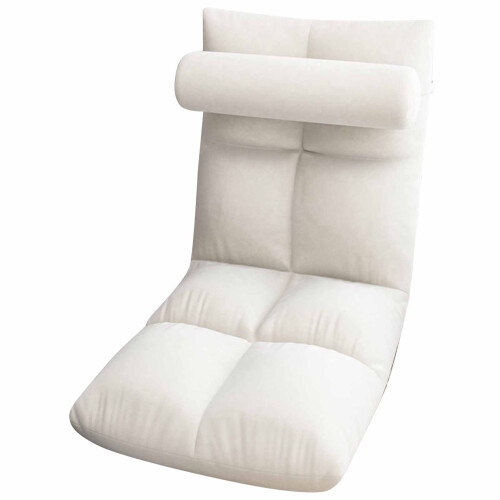 (Blanc) Folding Floor Chair with Back Support White