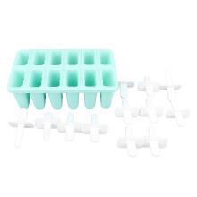 12 Cavity Reusable Silicone Ice Cream Mould with Stick Green