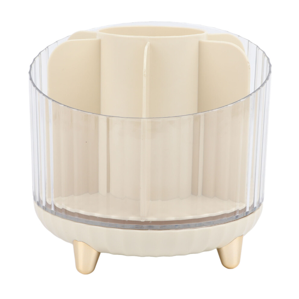 360 Rotating Makeup Brush Holder Large Capacity Cream White