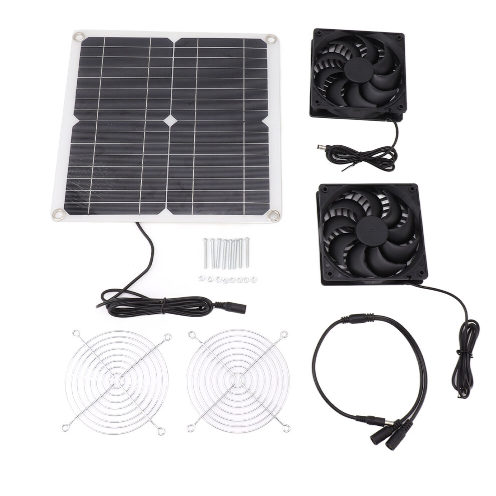 12W 12V Solar Panel Fan Kit Efficient Dual Fan 609610758037