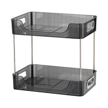 (Transparent) Desktop Organizer 2 Tier Modern Storage Rack Grey