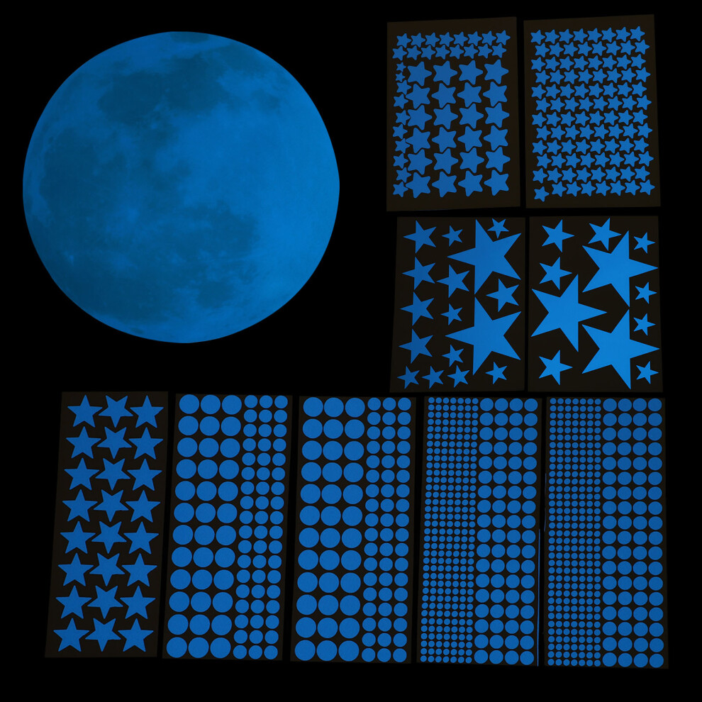 Iplusmile 2 Sets Luminous Moon Stars Dots Wall And Ceiling Stickers