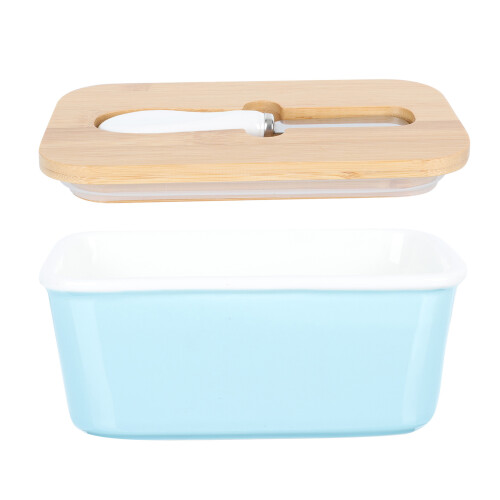 2Pcs Ceramic Butter Dish 600Ml With Lid And Spatula 1