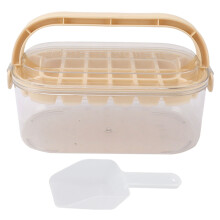 (Green Soft Bottom Type) 28-Cavity Large Ice Mold Portable Soft Bottom Beige