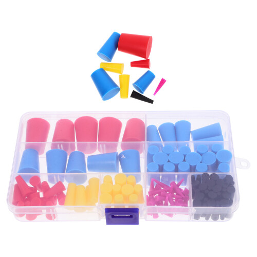 2 Boxes Silicone Rubber Tapered Plugs 8 Sizes Heat Resistant For Lab 1