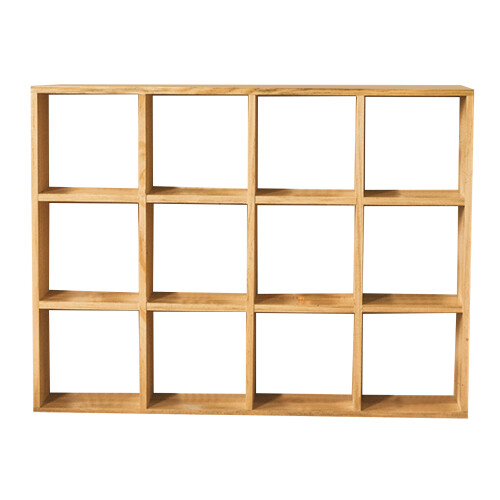 (With Back Panel) 12 Grids Wooden Storage Shelf Organizer