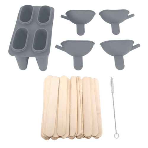 (Pink) Ice Cream Mold Silicone DIY Pop Maker 50 Sticks Grey