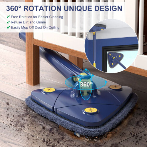 360 Rotatable Triangular Spin Mop Long Handle Floor Cleaning 1