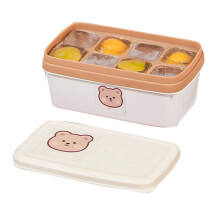 (8 Grid) Silicone Ice Cube Tray PP Soft Base Large Capacity 8 Grid Rice Brown
