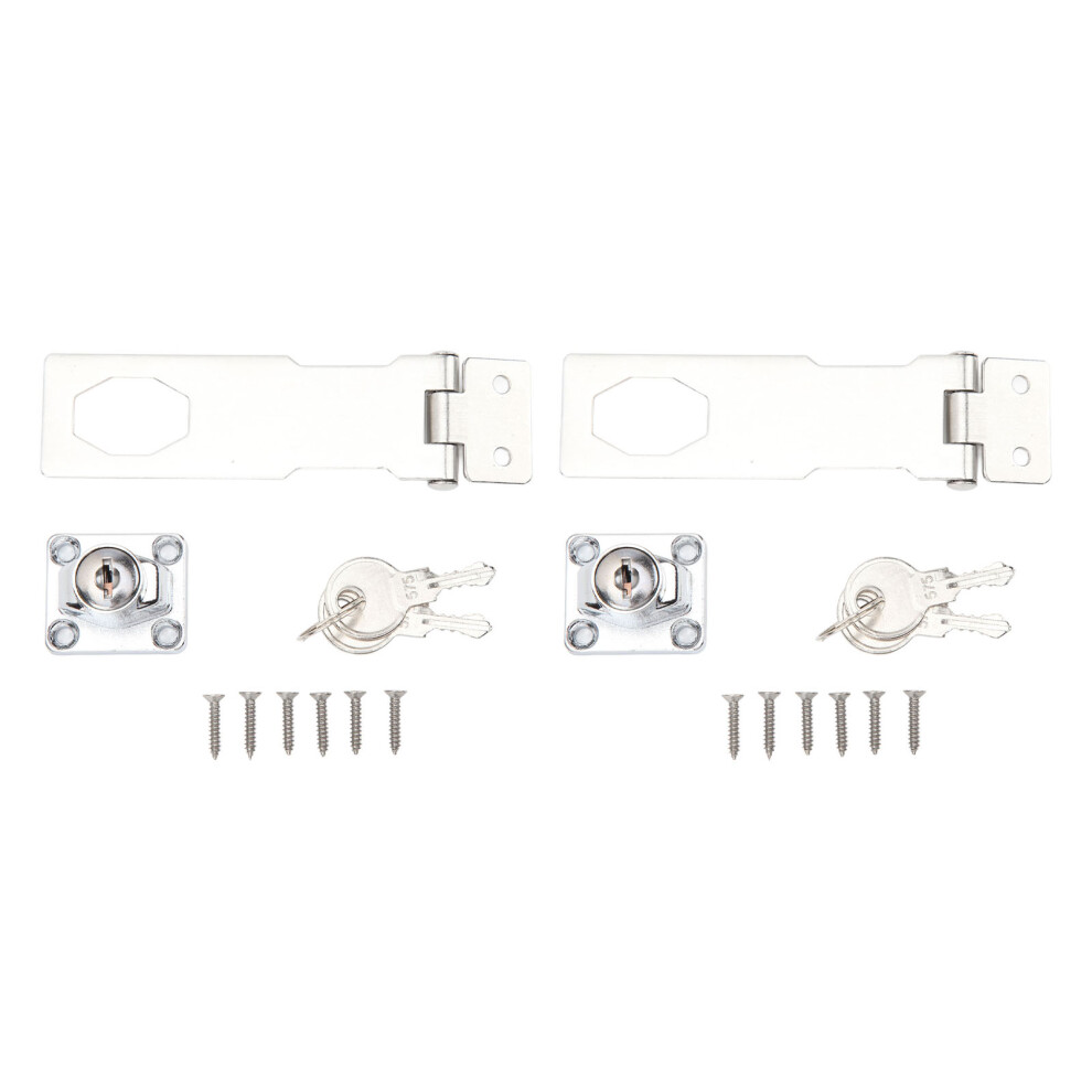 2Pcs Keyed Hasp Locks Stainless Steel Twist Knob Latch Silver 609610769606