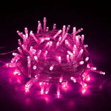 (Pink) Christmas String Lights Indoor Outdoor, 33FT 100 LED Extendable Clear Wire 8 Modes Plug in for Christmas Tree Holiday Party Garden Decorations