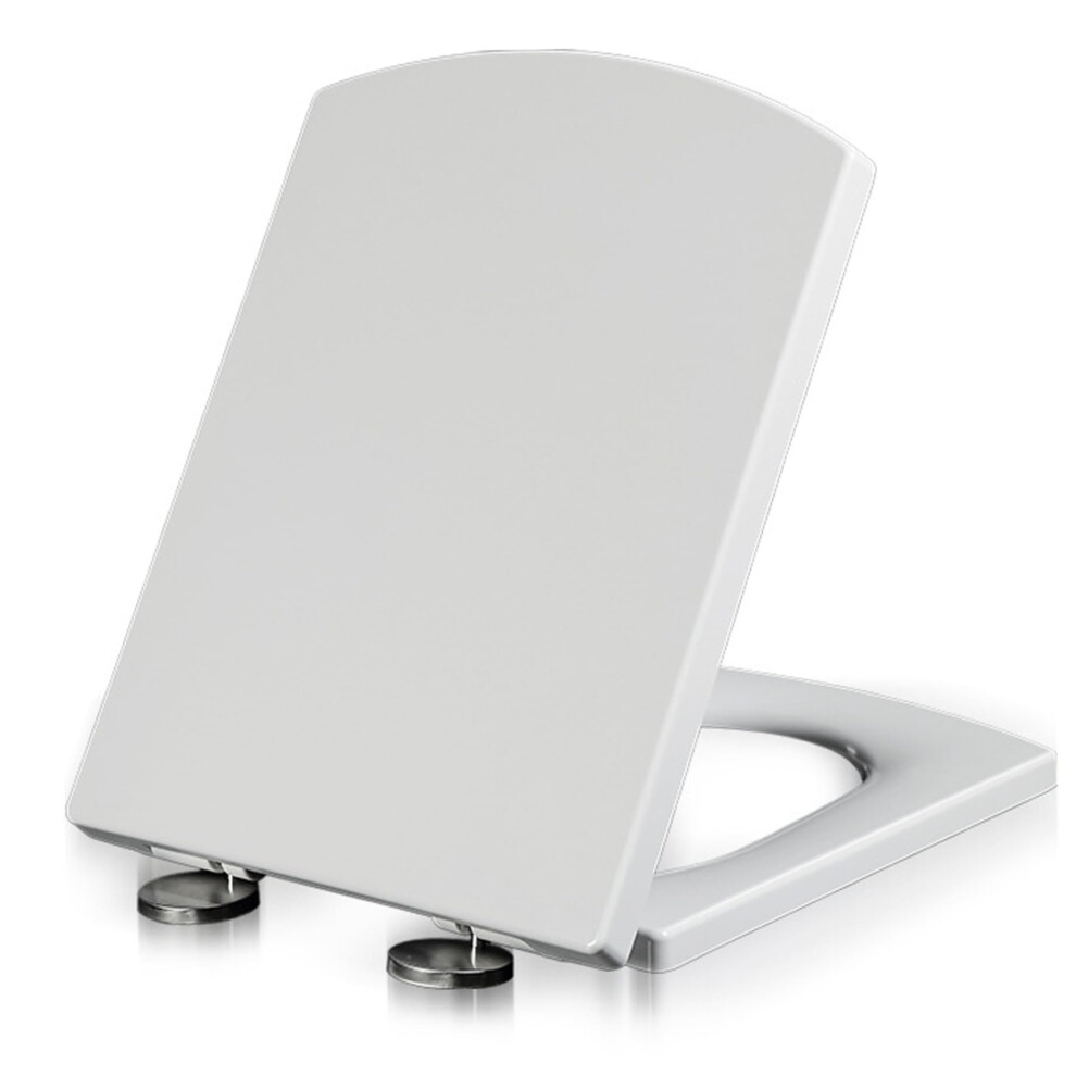 Plastic Toilet Seat Soft Close, Square Plastic, Quick Release Hinges, Universal Fit For Standard Toilets 9354506100834