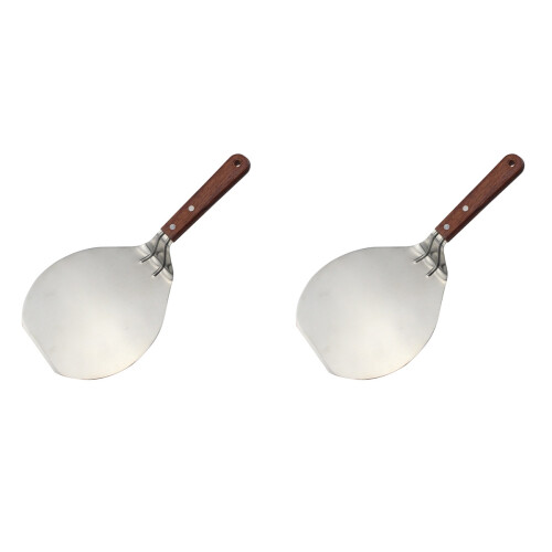 2Pcs Stainless Steel Pizza With Wooden Handle For Kitchen Use 1